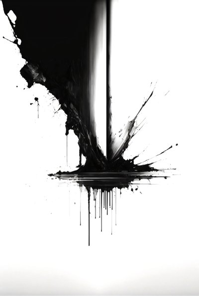 Abstrakt tuschteckning, svartvitt, väggkonst | print on demand av F. Abderrahim