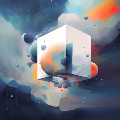 Abstrakta väggdekorationer med geometriska kubformer 3D, canvas tryck på begäran av F. Abderrahim