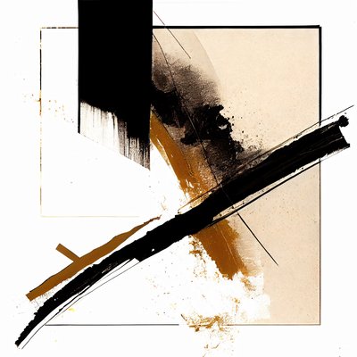 Svart  Beige Diagonal Strokes Wall Art, canvas tryck på begäran av F. Abderrahim
