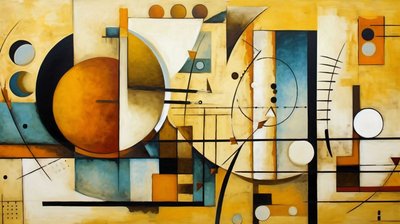abstrakt målning former, matematik och geometri, väggdekoration för kontor av F. Abderrahim