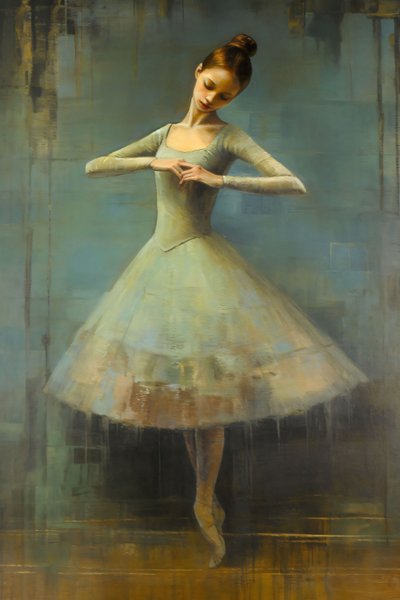 Oljemålning av en ballerina, Edgar Degas-stil, väggkonsttryck på begäran av F. Abderrahim