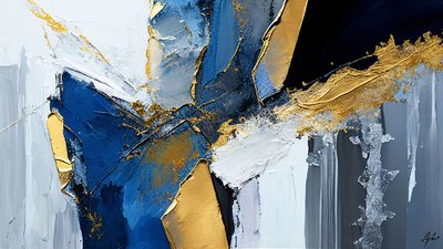Texturerad målning tjocka penseldrag lager, tryckbar digital konst av F. Abderrahim