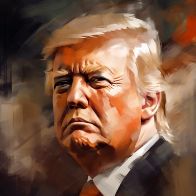 Konstnärligt porträtt av Donald Trump, dekorativ väggkonst | tryck på begäran av F. Abderrahim