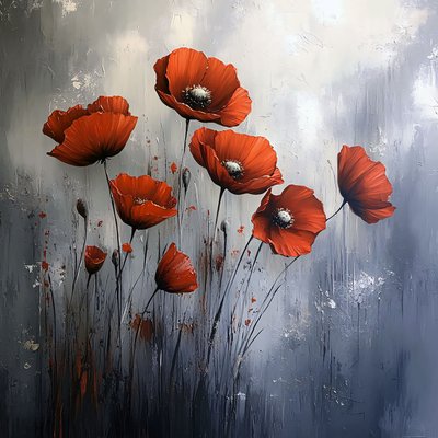 Red Poppies Canvas Wall Art Modern, Väggdekorationer för alla rum av F. Abderrahim