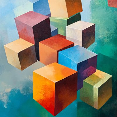 Abstrakt färgglatt geometriskt trämönster, online canvasutskrift på begäran av F. Abderrahim