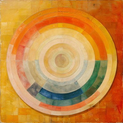 Abstrakt oljemålning, mystisk konst, Hilma af Klint stil, konsttryck online av F. Abderrahim