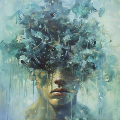 Man som uttrycker djup sorg, Psykologi konstmålning, impressinist, online tryck canvas av F. Abderrahim