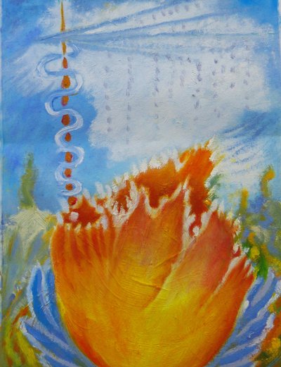 Orange blomma av Elzbieta Goszczycka