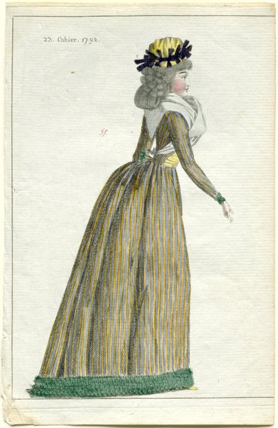 mode nyheter Journal of Fashion and Taste, 10 oktober 1792, 23:e anteckningsbok, pl. 1 av A.B. Duhamel (possibly)
