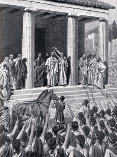 Themistokles hedrad i Sparta, illustration från "Hutchinson