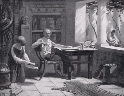 Xenofon dikterar sin historia, illustration från "Hutchinson