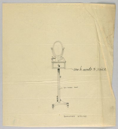 Design för rakstativ med oval spegel av A.N. Davenport Co.