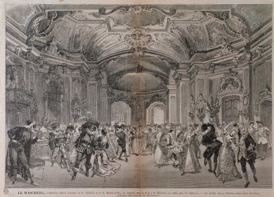 Illustrationer till operan Le Maschere av Pietro Mascagni för föreställningen på teatro alla Scala i Milano av A. (after) Bonamore