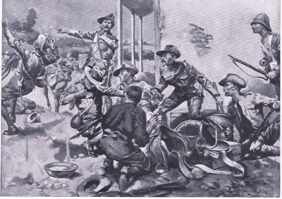 Attacken på Hamel Fontein Farm, från After Pretoria: The Guerilla War publicerad av Harmsworth Bros Limited, 1901 av A. C. Ball