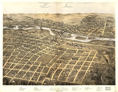 Aurora, Illinois 1867. LOC 73693341 av A.; Chicago Lithographing Co. Ruger