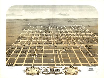 Fågelperspektiv över staden El Paso, Woodford County, Illinois 1869. LOC 73693355 av A.; Chicago Lithographing Co. Ruger