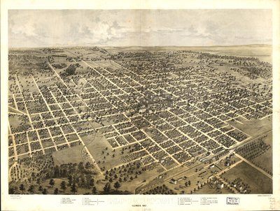 Bloomington, Illinois 1867. LOC 73693345 av A.; Chicago Lithographing Co. Ruger