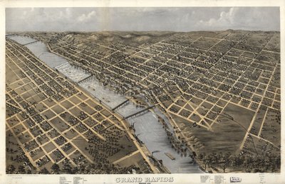 Grand Rapids, Michigan 1868. LOC 73693428 av A.; Chicago Lithographing Co. Ruger