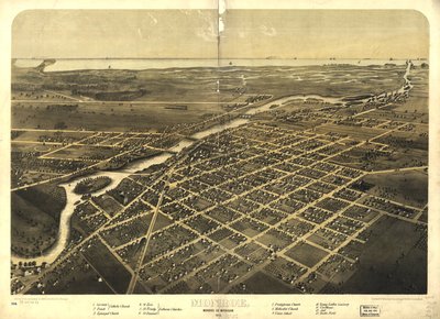 Monroe, Monroe Co, Michigan 1866. LOC 73693438 av A.; Chicago Lithographing Co. Ruger