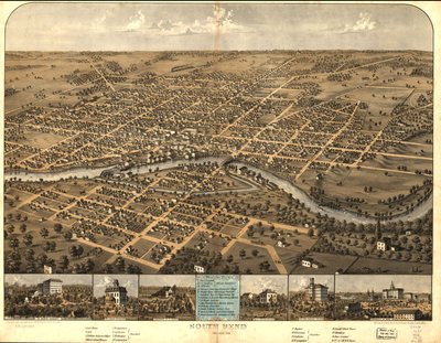 South Bend, Indiana 1866. av A.; Chicago Lithographing Co. Ruger