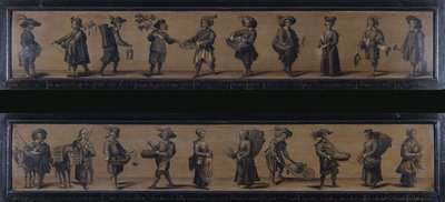Les Cris de Paris, år 1634 (olja på trä) av A. Doy