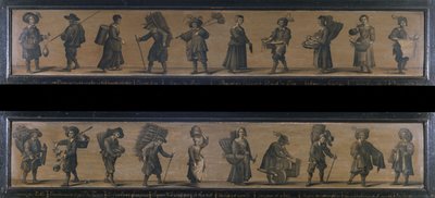 Les Cris de Paris, år 1634 (olja på trä) av A. Doy