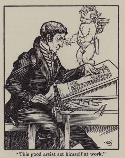 Illustration till The Essays of Elia av Charles Lamb (litho) av A. Garth Jones