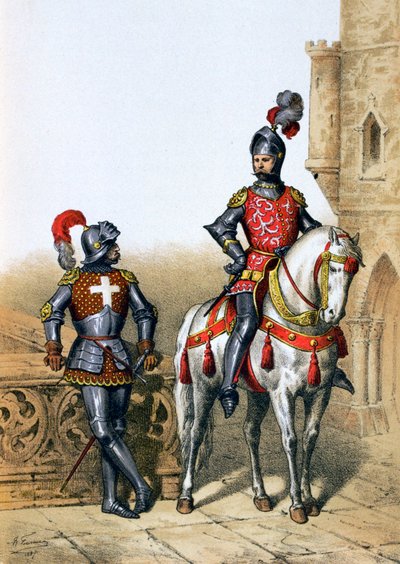 Kapten för bågskyttarna i Paris och en kavaljer, 1400-talet, 1887 av A. Lemercier