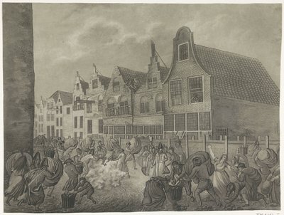 Kollaps av formsättningen längs Kortendijk i Gorinchem, 1809 Fyra plattor av översvämningen 1809 tillägnade kung Louis Napoleon (serietitel) av A. Lutz