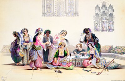 Interiör av ett harem, Kairo, Egypten, mitten av 1800-talet av A Margaretta Burr
