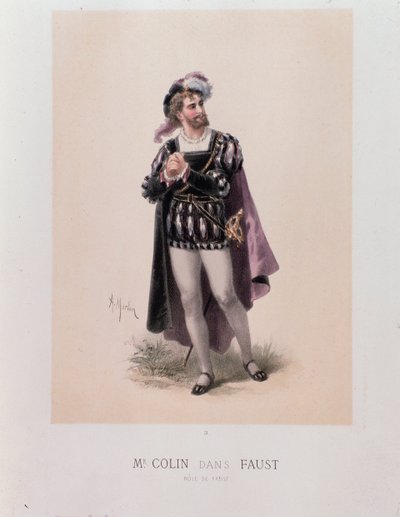 Monsieur Colin i rollen som Faust, opera av Charles Gounod (litografi av A. Morton