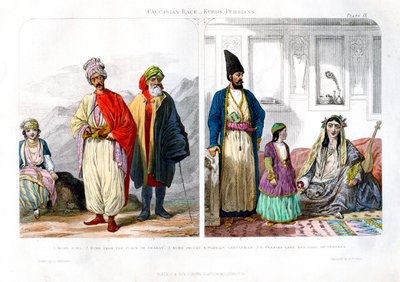 Kaukasisk ras, kurder och perser, 1873. av A. Portier