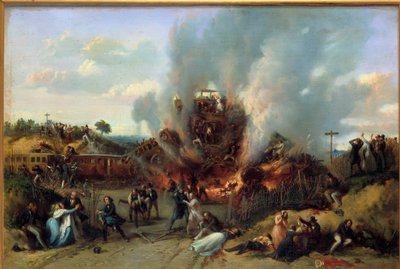 Järnvägskatastrof i Bellevue på Versailles järnväg 8/05/1842 Målning av A. Provost (aktiv 1834-1855) 1842 Sceaux, musee de l