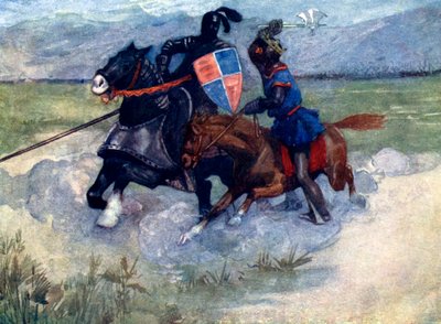 Bruce lyfte sin stridsyxa högt i luften..., 1314, 1905 av A. S. Forrest