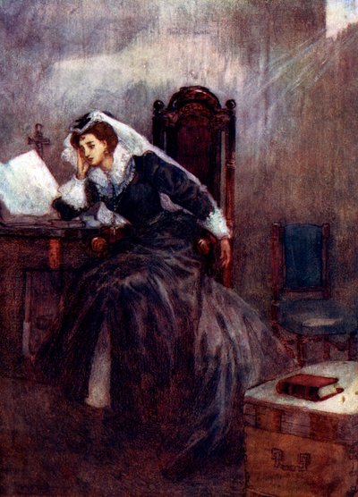 I nitton år hölls denna stackars drottning i fängelse, 1500-talet, 1905. av A. S. Forrest