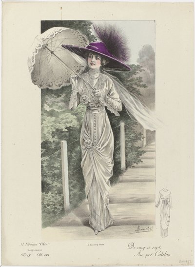 Den eleganta kvinnan, tillägg, ca. 1912, nr 18, pl 184: Från fem till sju (...) av A. Souchel