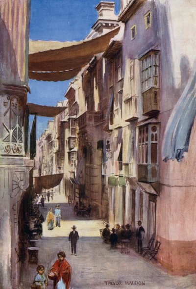 En gata i Murcia (färg litho) av A. Trevor Haddon
