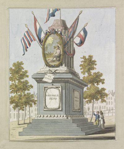 Revolutionen, dekoration på Place Royale, 1795 Tio plåtar med dekorationerna vid Alliantiefeest i Amsterdam 1795 (serietitel) av A. Verkerk