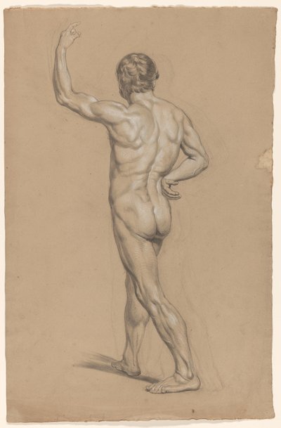 Stående manlig naken, sedd bakifrån av A. Waterloo (attributed to)