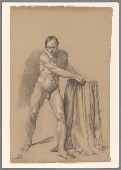 Stående manlig naken, sedd framifrån av A. Waterloo (attributed to)