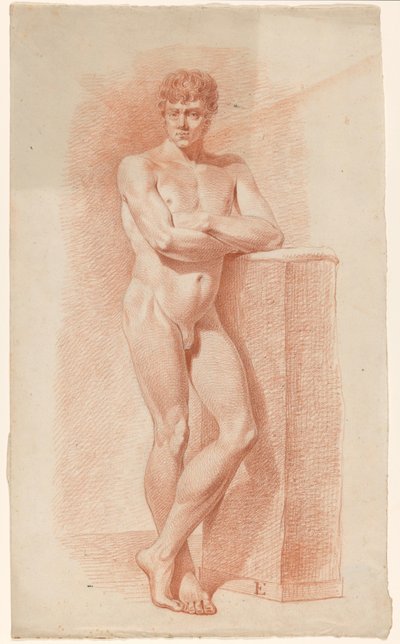Stående manlig naken, sedd framifrån av A. Waterloo (attributed to)