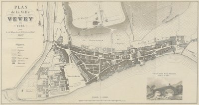 Karta över staden Vevey 1726 av A. de Mandrot