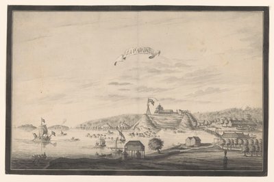 Utsikt över Jepara Japara (titel på objekt) av A. de Nelly (possibly)
