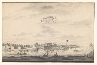 Utsikt över Tegal Taggal (titel på objekt) av A. de Nelly (possibly)