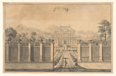 Utsikt över gården Bonjon eller Vredestein The Huijs von Patty (titel på objekt) av A. de Nelly (possibly)