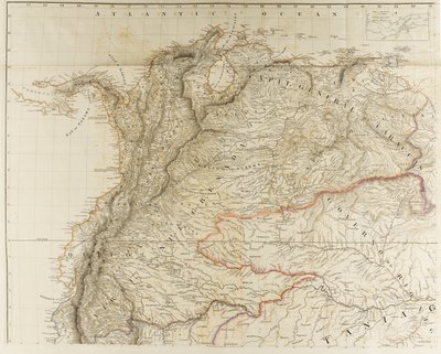 Konturer av de fysiska och politiska divisionerna i Sydamerika av Aaron Arrowsmith