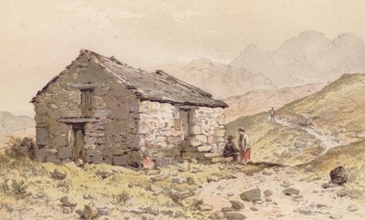 Stuga vid Ghorphwysfa, norra Wales (chromolitho) av Aaron Edwin Penley