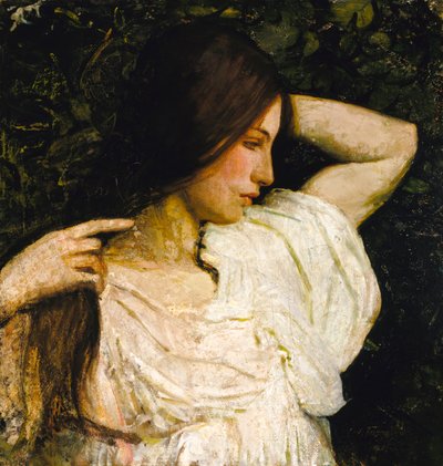 Flicka som ordnar sitt hår, 1918-1919. av Abbott Handerson Thayer