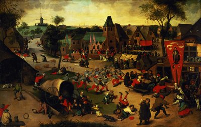 En karneval på St Georges högtidsdag i en by nära Antwerpen av Abel Grimmer or Grimer