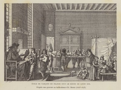 Fransk pojkskola under Ludvig XIII:s regeringstid (litho) av Abraham (after) Bosse